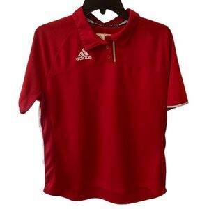 Adidas Climacool Polo Golf Shirt Women's Size XL Red White Logo Activewear